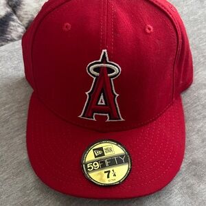 New Era Red 59FIFTY Cap with Embroidered Logo